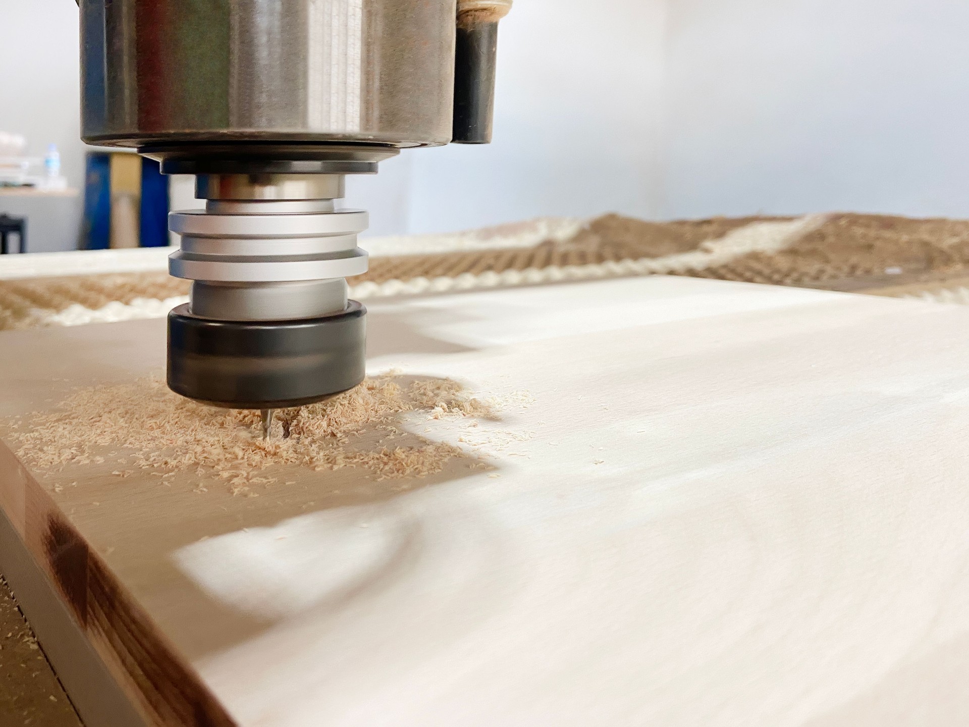 CNC machine cutting wood